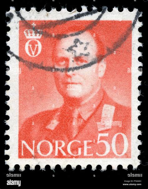 Postmarked Stamp From Norway In The King Olav V Series Issued In