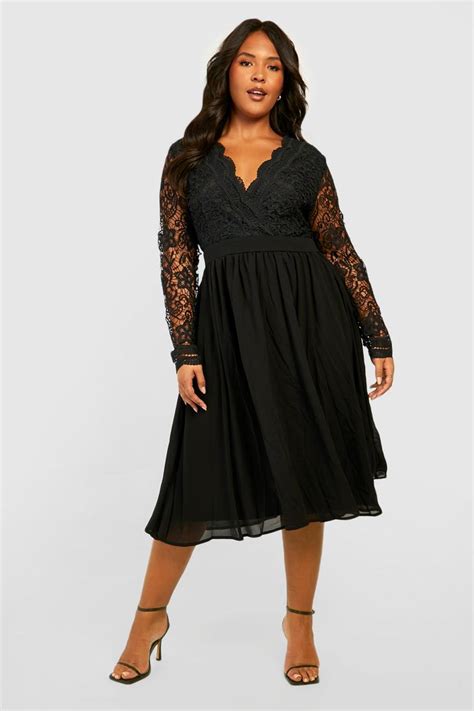 Plus Lace Midi Skater Dress Boohoo Uk