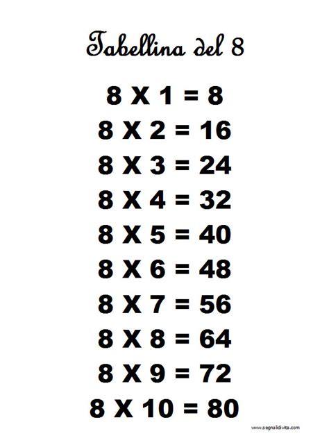 Le Tabelline Da Stampare Gratis