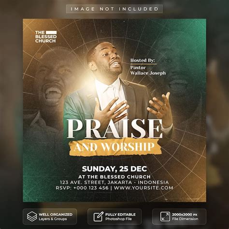 Premium Psd Church Praise And Worship Flyer And Instagram Social Media Post Template