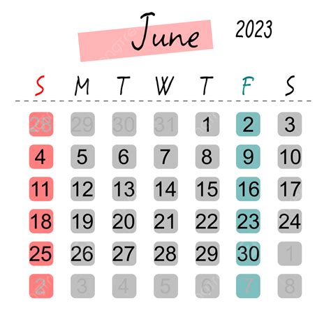 Calendario Junio Con Varios Colores Png Calendario Junio