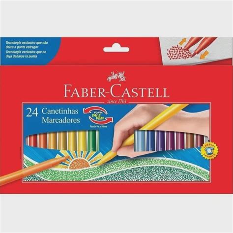 Canetinha Hidrográfica 24 Cores Vai e Vem Faber Castell em Promoção