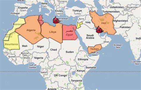 La Carte De La Contestation Dans Le Monde Arabo Musulman