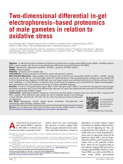 Two Dimensional Differential In Gel Electrophoresis Based Proteomics Of Male Gametes In