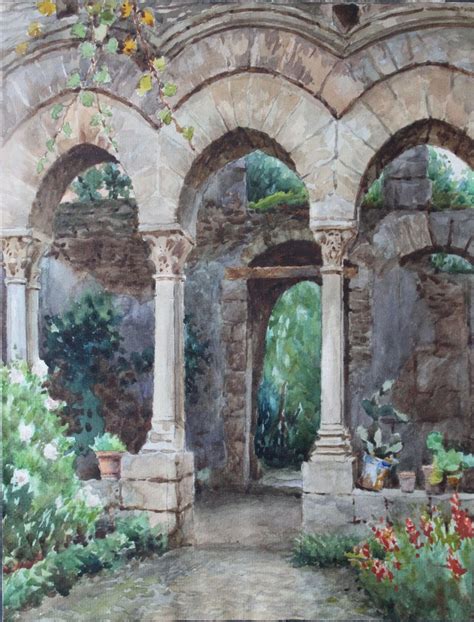 Italian School Cloister Garden Painting For Sale At 1stdibs