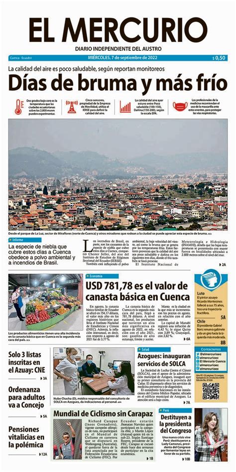 Diario El Mercurio On Twitter Portada Impresa Del 7 Septiembre 2022