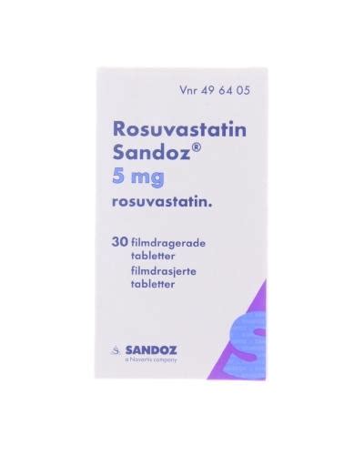 Rosuvastatin Sandoz Tablett Filmdrasjert 5 Mg 30stk Apotek 1