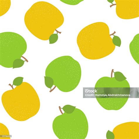 Apple Seamless Pattern Hand Drawn Fresh Fruit Vector Sketch Background