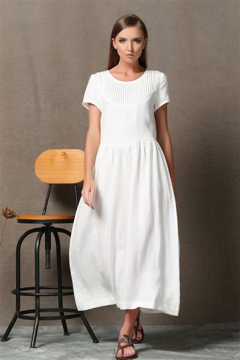 Dress Linen Dress White Dress Womens Dresses Causal Dress