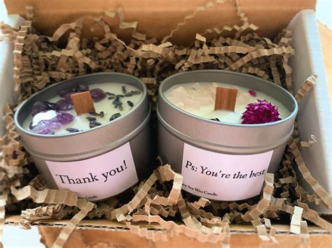 Thank You Candles Gift Set of Two Crystal Candles - Etsy