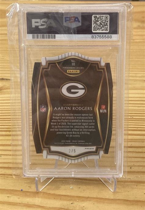 2020 Panini Select Aaron Rodgers Die Cut Green Prizm 5 Psa 10 Gem Mint