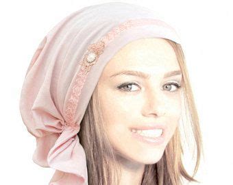 Champagne Pink Headscarf Tichel Boho Chic Bad Hair Day Chemo Pre Tied