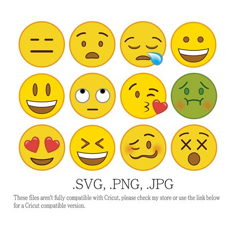 Emoji Svg Collection Emoji Clipart Emoji Bundle Emoji Etsy