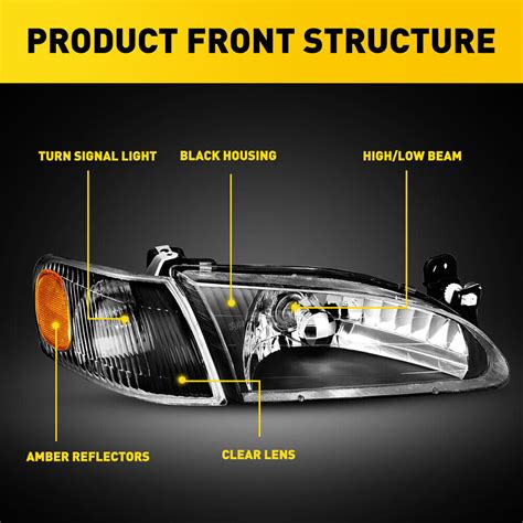 Pour 1998 1999 2000 Toyota Corolla Phares D Angle Feux Noir Gauche