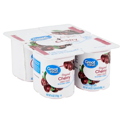 Great Value Original Cherry Lowfat Yogurt 6 Oz 4 Count