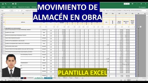 Movimiento De Almac N En Obra Plantilla Excel Profesional Youtube