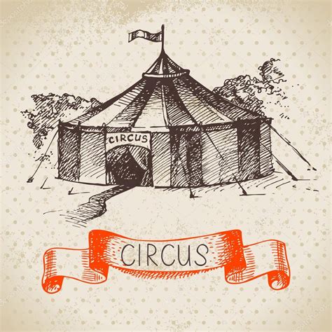 Vintage Circus Tent Drawing