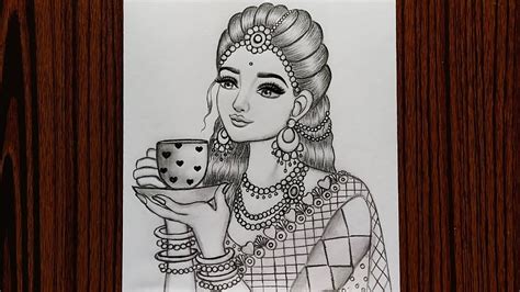 How To Draw A Beautiful Traditional Bride Very Easy Girl Drawing