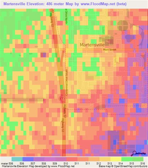 Elevation of Martensville,Canada Elevation Map, Topography, Contour