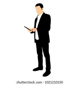 Man Phone Silhouette On White Background Stock Vector (Royalty Free ...