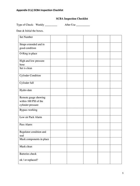 Scba Inspection Checklist Fill Out Sign Online DocHub