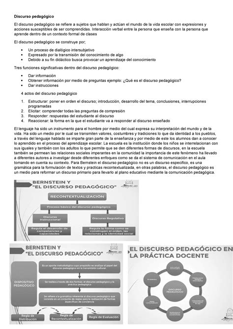 Debate discurso pedagogico Discurso pedagógico El discurso pedagógico