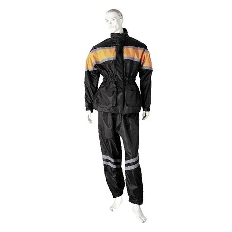 Traje Impermeable Para Motociclista Negro Naranja Con Reflejantes