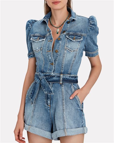 Retrofête Phoebe Denim Puff Sleeve Romper Intermix®