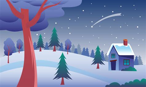 Christmas Landscape Background Illustration, Christmas Card Design ...