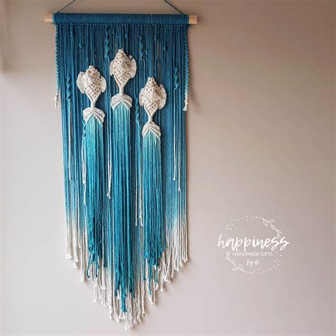 Macrame Fish Wall Hanging Boho Fish Fiber Wall Art Dip Dyed Etsy