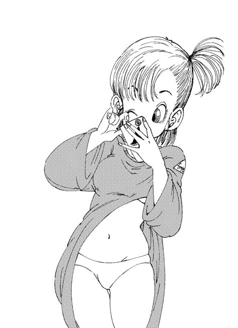 Rule 34 1girls Accurate Art Style Arm Up Bangs Black And White Bra Bra Peek Breasts Bulma