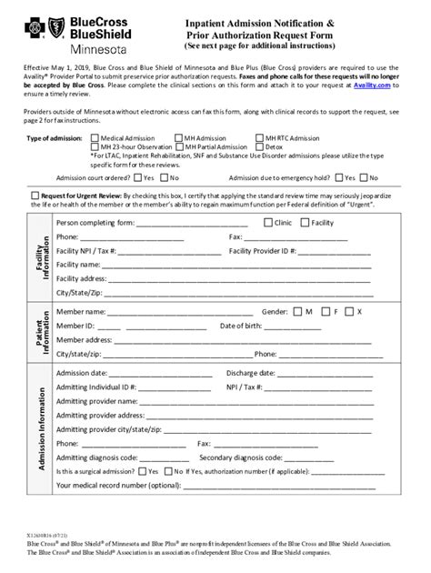 Fillable Online Inpatient Hospital Notification And Authorization Fax