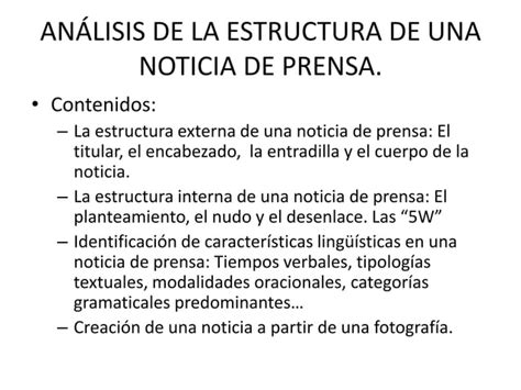 Análisis De La Estructura De Una Noticia De Ppt