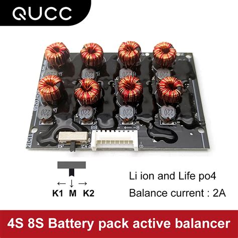 Qucc 2A 4S 8S BMS Active Balancer Equalizer Lifepo4 Li Ion Lipo Lithium