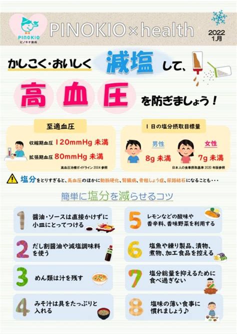 【ピノキオ栄養だよりvol21賢く・おいしく減塩、高血圧予防】｜栃木の調剤薬局 ピノキオ薬局グループ