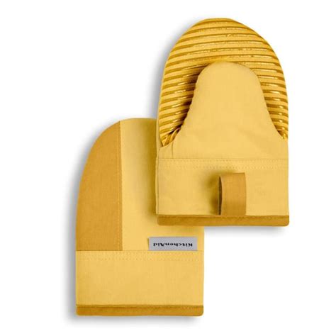 Kitchenaid Beacon 2 Tone Cotton Majestic Yellow Mini Oven Mitt Set 2