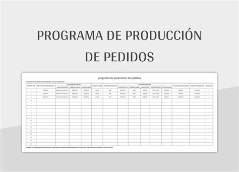 Plantilla De Formato Excel Programa De Producci N De Pedidos Y Hoja De