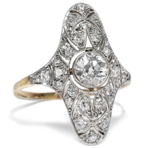 Antiker Ring Um Ct Diamanten Gold Platin Art D Co