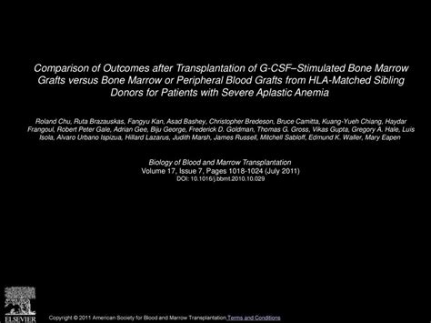 Comparison Of Outcomes After Transplantation Of G Csfstimulated Bone