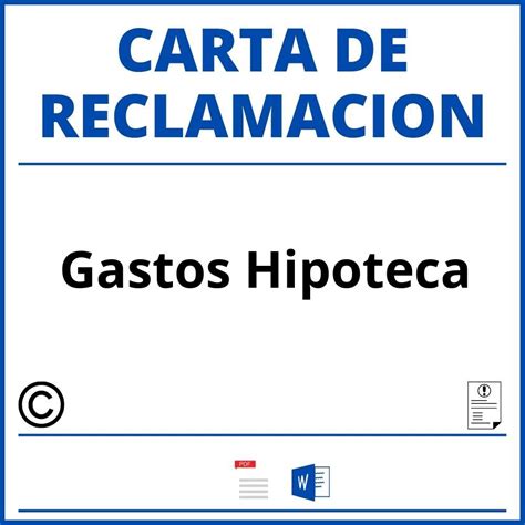 Modelo Carta Reclamacion Gastos Hipoteca Word Pdf