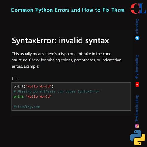 Common Python Errors And How To Fix Them Thread From Python Coding