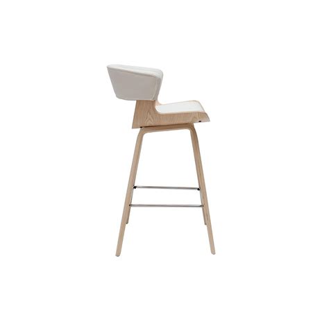 Miliboo Tabouret De Bar Design Blanc Et Bois Clair H65 Cm SYRAH Veepee