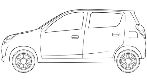 small size hatchback car vector, simple car outline vector illustration ...