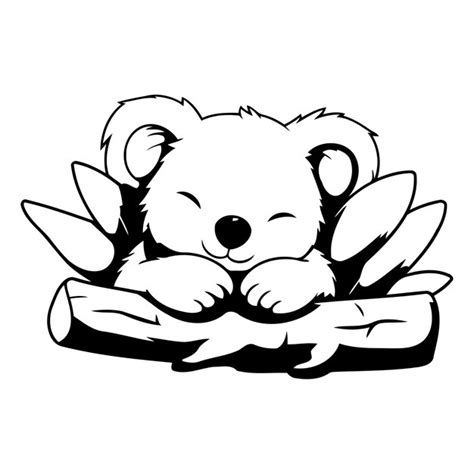 El lindo koala durmiendo en una rama del árbol Ilustración vectorial