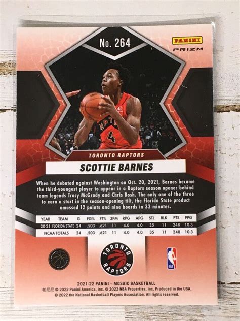 2021 22 Mosaic SCOTTIE BARNES 264 NBA Debut Silver Prism Raptors RC EBay