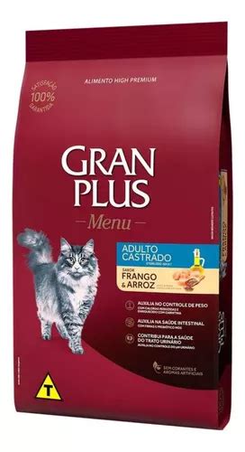 Ração Gran Plus Menu Para Gatos Castrados Frango E Arroz 3kg Frete grátis