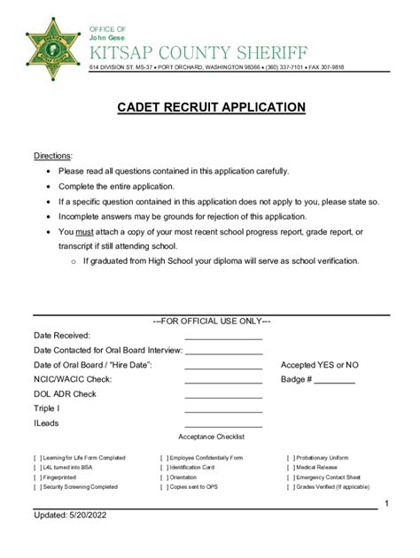 Fillable Online Cadet Application Fax Email Print Pdffiller