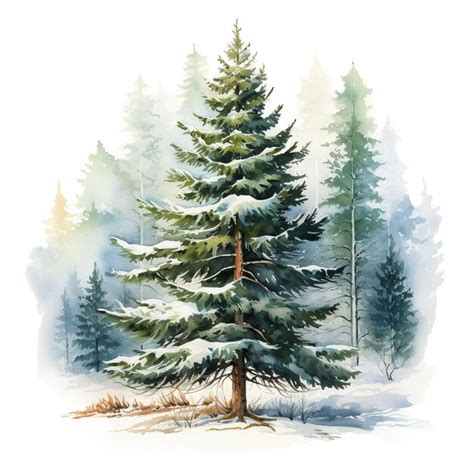 Premium AI Image | Snowy Pine Tree