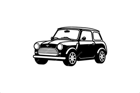 Black Austin Mini Cooper Car Silhouette Austin Mini Cooper Car Silhouette Vector Bundle Isolated