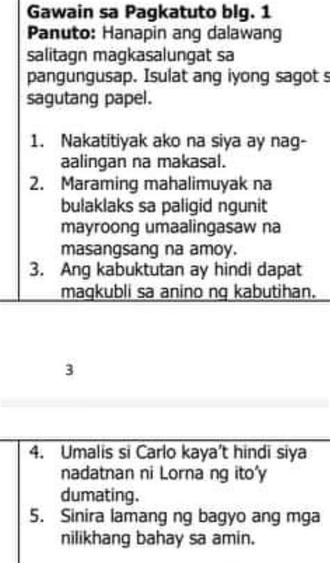 Hanapin Ang Dalawang Salitang Magkasalungat Sa Pangungusap Isulatang